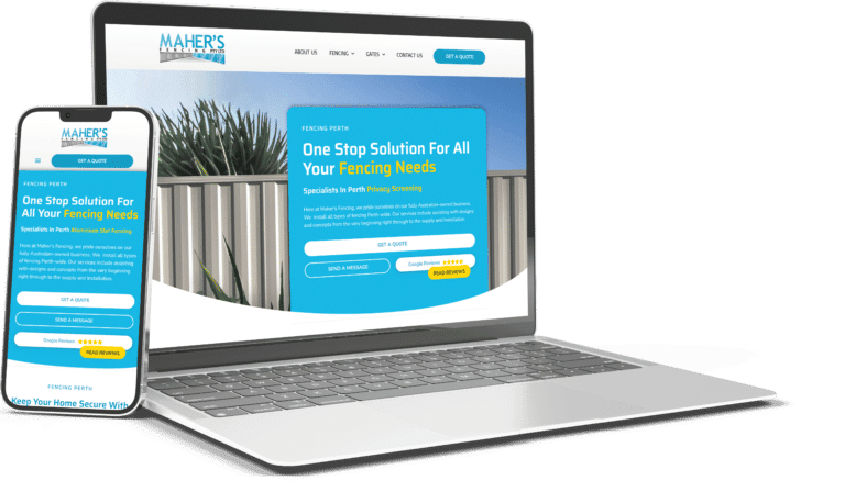 Business website shown on laptop and phone