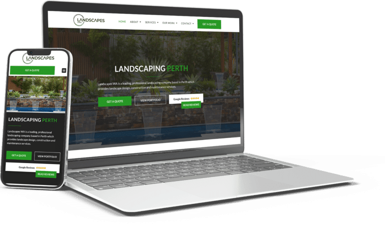Landscapewa website shown on laptop and phone